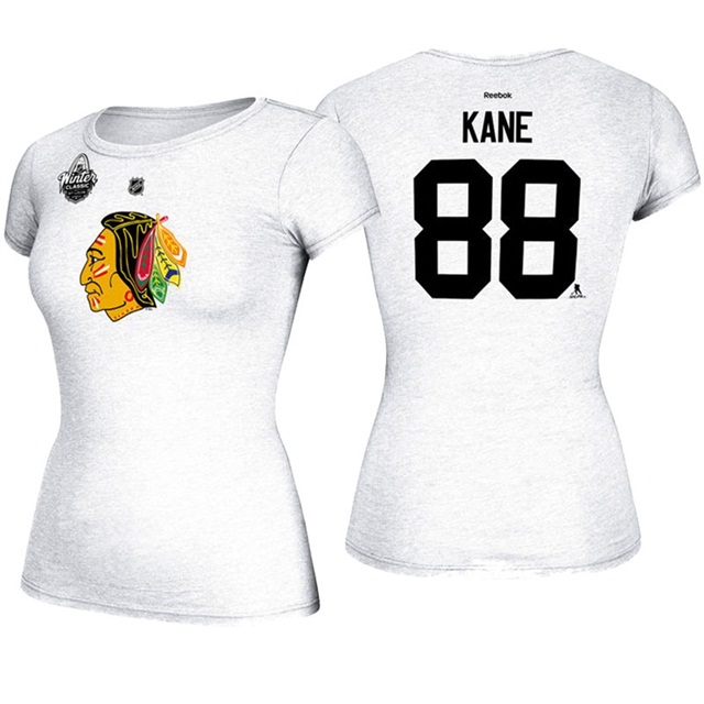 Womens Blackhawks #88 Patrick Kane White 2017 Winter Classic T-shirt