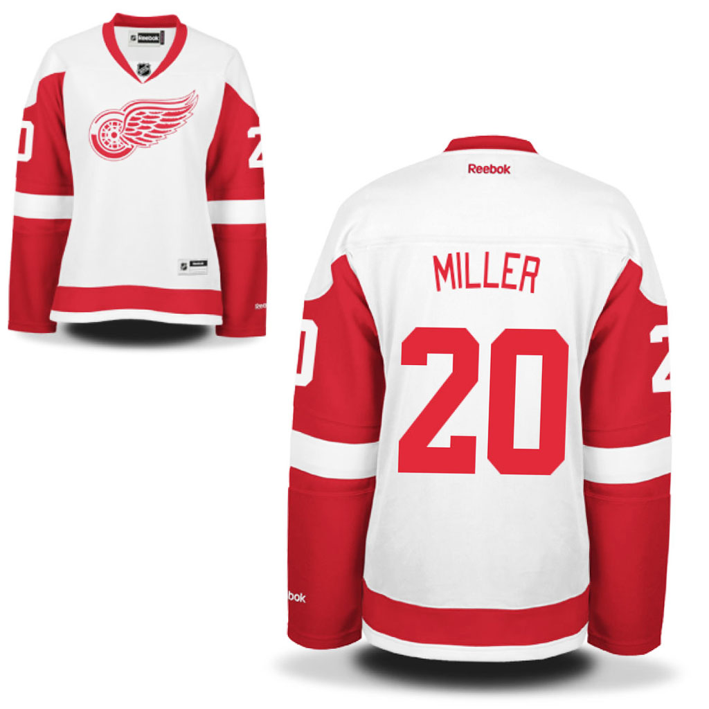 Women's Red Wings Drew Miller White Premier Away Jersey