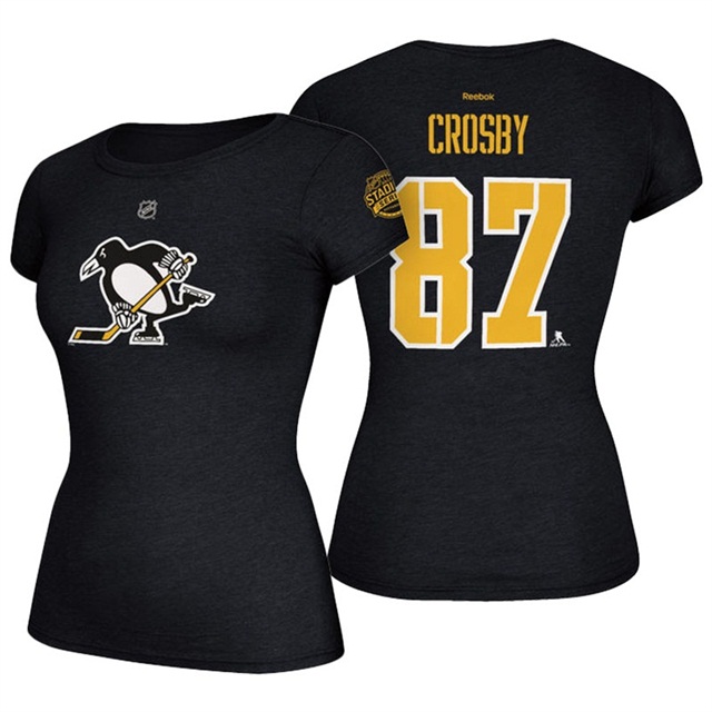 Womens Penguins #87 Sidney Crosby Black 2017 Stadium Series T-shirt