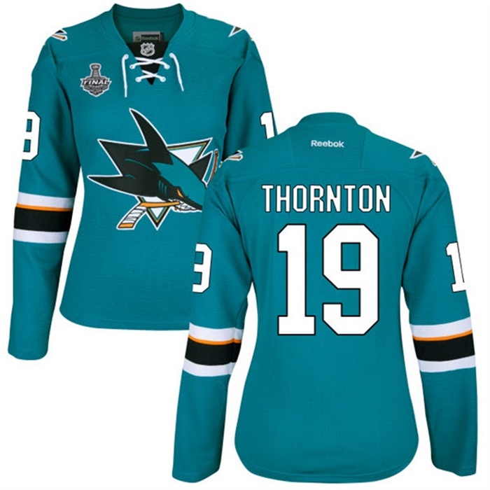 Women's Joe Thornton San Jose Sharks #19 2016 Stanley Cup Teal Home Jersey