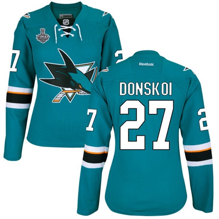 Women's Joonas Donskoi San Jose Sharks #27 2016 Stanley Cup Teal Home Jersey