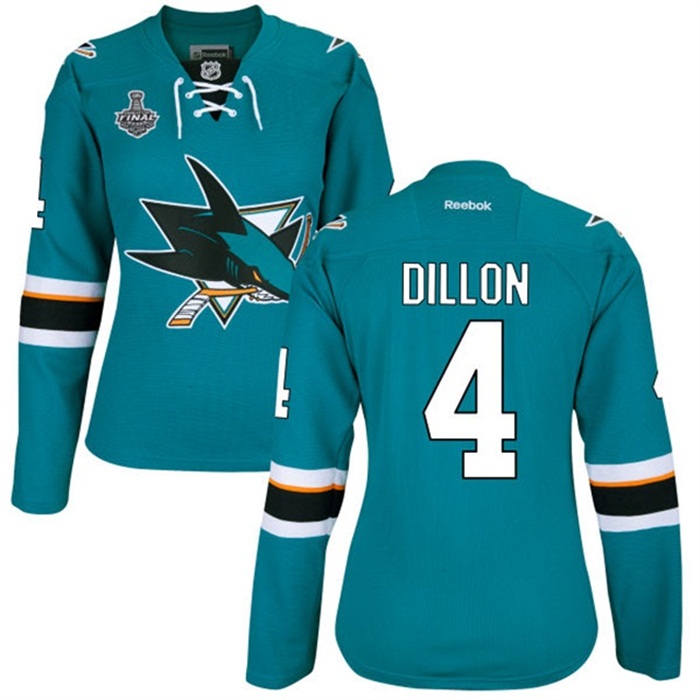 Women's Brenden Dillon San Jose Sharks #4 2016 Stanley Cup Teal Home Jersey