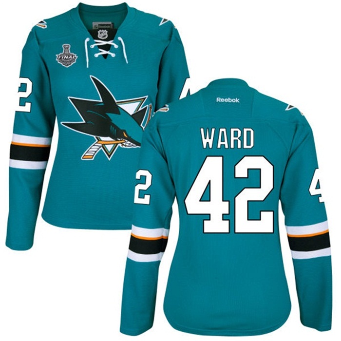 Women's Joel Ward San Jose Sharks #42 2016 Stanley Cup Teal Home Jersey