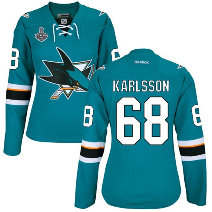 Women's Melker Karlsson San Jose Sharks #68 2016 Stanley Cup Teal Home Jersey