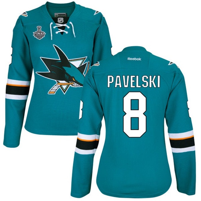 Women's Joe Pavelski San Jose Sharks #8 2016 Stanley Cup Teal Home Jersey