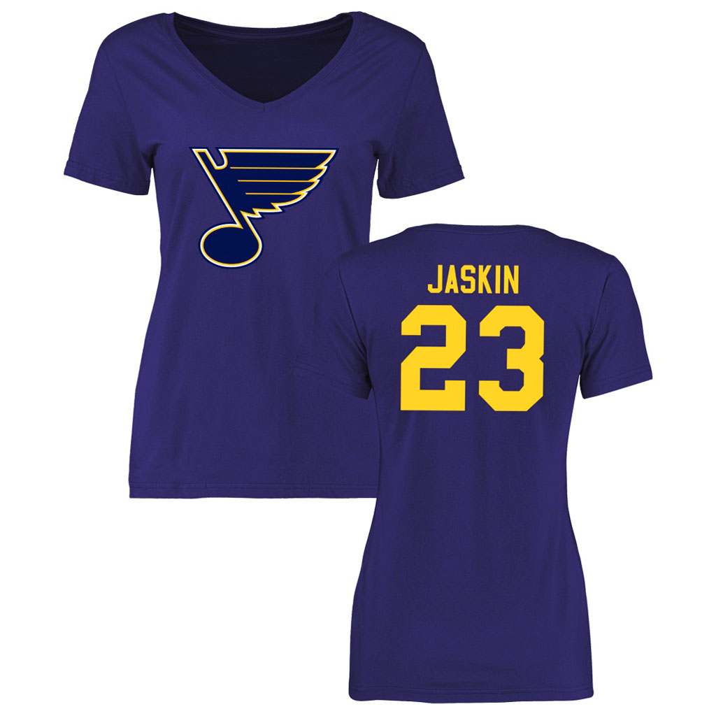 Women's St. Louis Blues Dmitrij Jaskin Light Blue Tri-blend T-Shirt