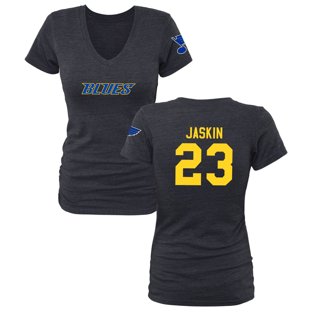 Women's St. Louis Blues Dmitrij Jaskin Navy Tri-blend T-Shirt