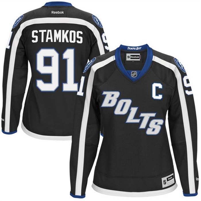 Women's Steven Stamkos Lightning Black Third Captain Premier Jersey