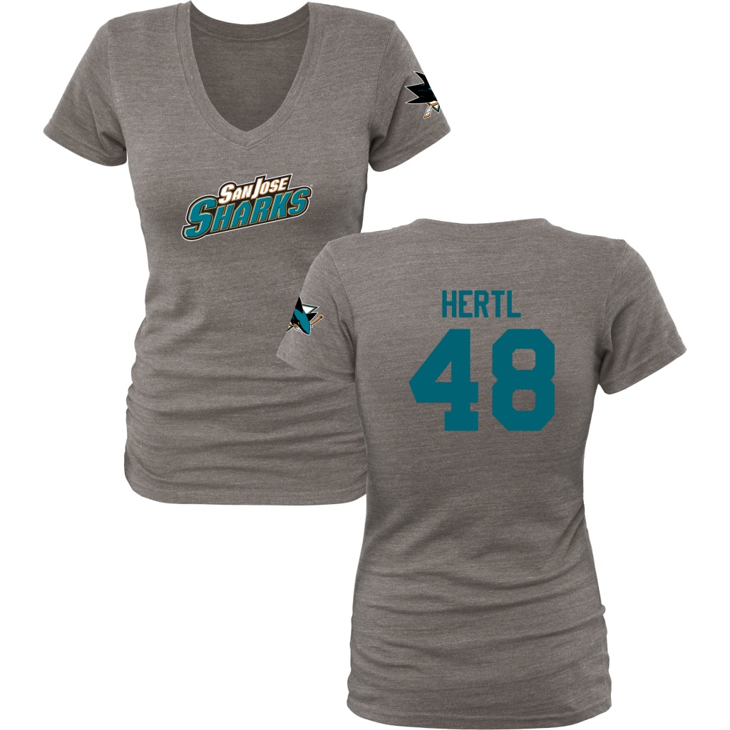 Women's Tomas Hertl San Jose Sharks Gray V-Neck Tri-Blend T-Shirt