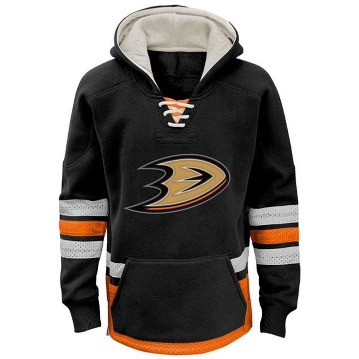 Youth NHL Ducks Black Throwback Pullover Hoodie