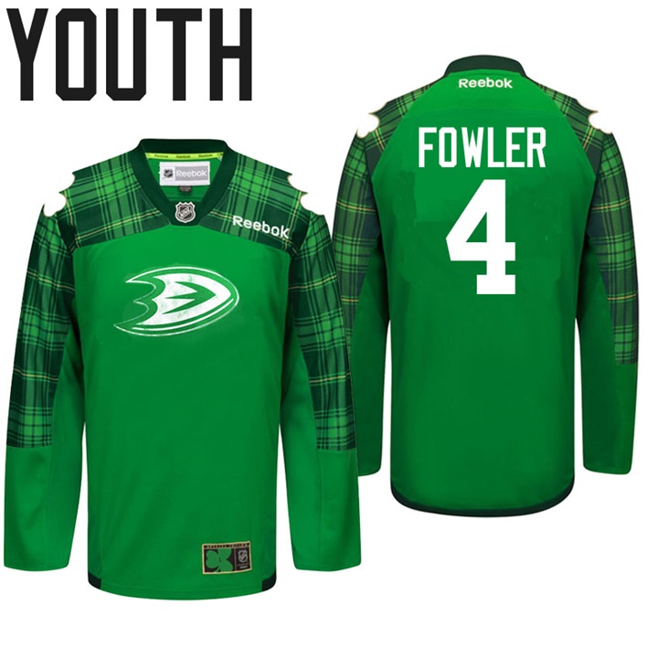 Youth Ducks Cam Fowler #4 Green Celebrate St. Patrick Day Jersey