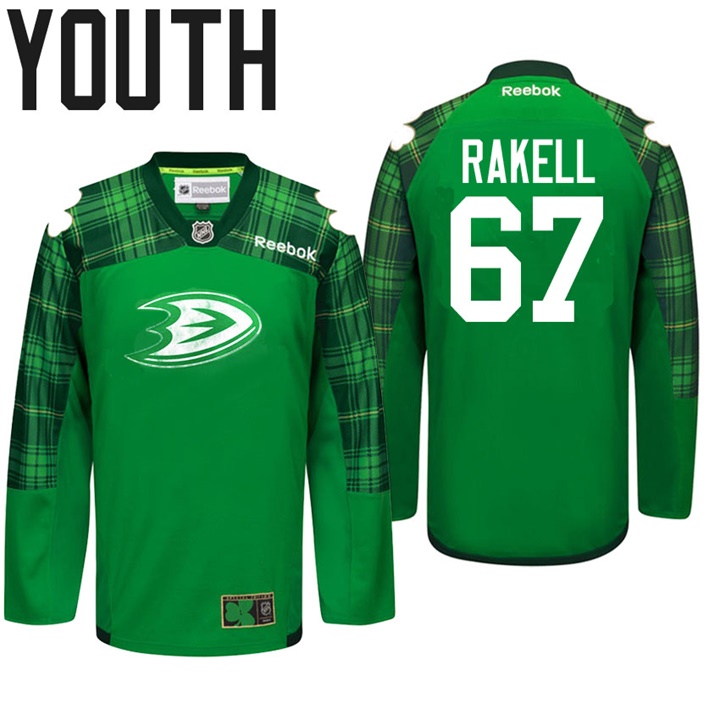 Youth Ducks Rickard Rakell #67 Green Celebrate St. Patrick Day Jersey