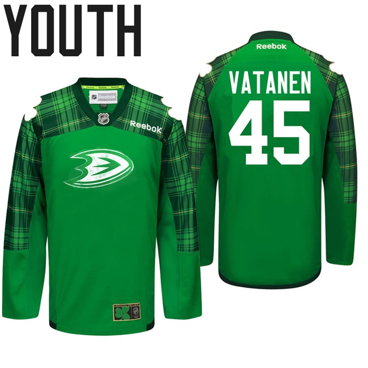 Youth Ducks Sami Vatanen #45 Green Celebrate St. Patrick Day Jersey