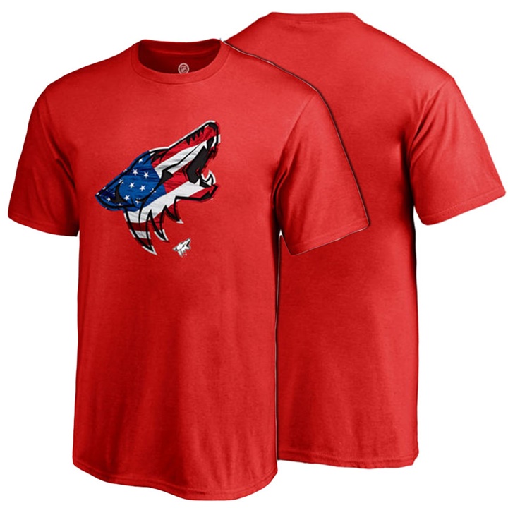 Youth Arizona Coyotes Red USA Banner Wave Crew Neck T-shirt