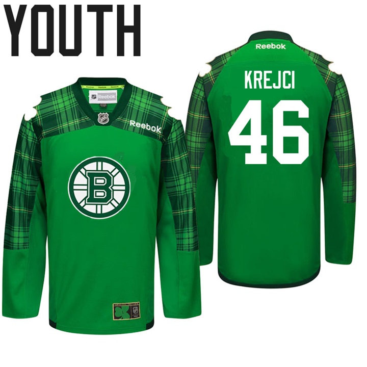 Youth Bruins David Krejci #46 Green Celebrate St. Patrick Day Jersey