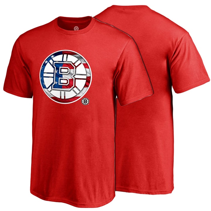 Youth Boston Bruins Red USA Banner Wave Crew Neck T-shirt