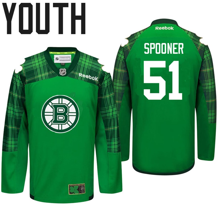 Youth Bruins Ryan Spooner #51 Green Celebrate St. Patrick Day Jersey