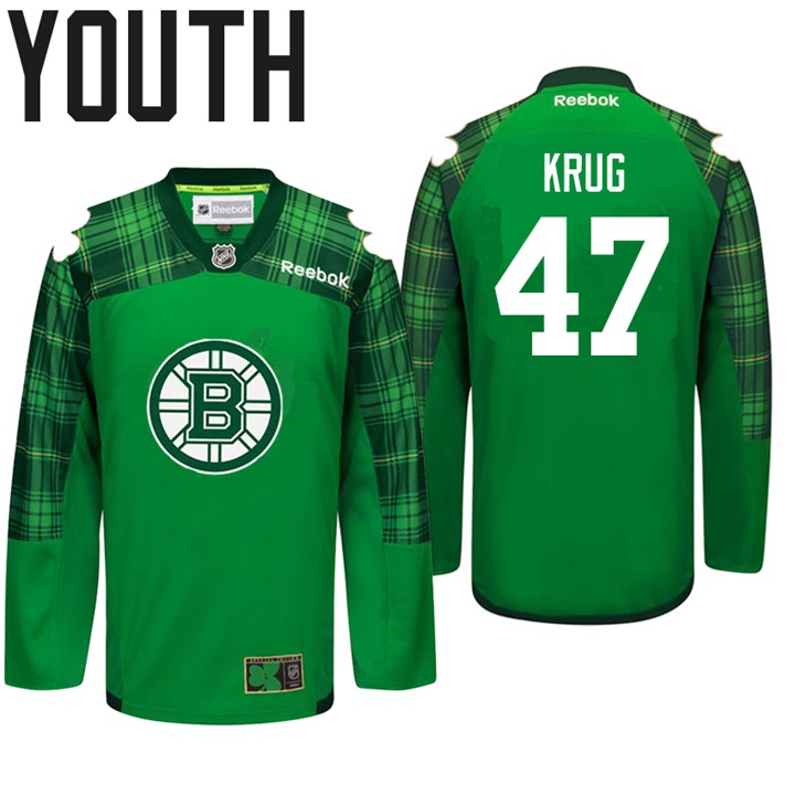 Youth Bruins Torey Krug #47 Green Celebrate St. Patrick Day Jersey