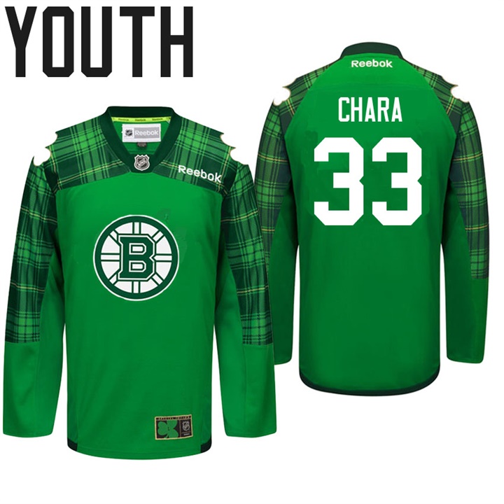 Youth Bruins Zdeno Chara #33 Green Celebrate St. Patrick Day Jersey