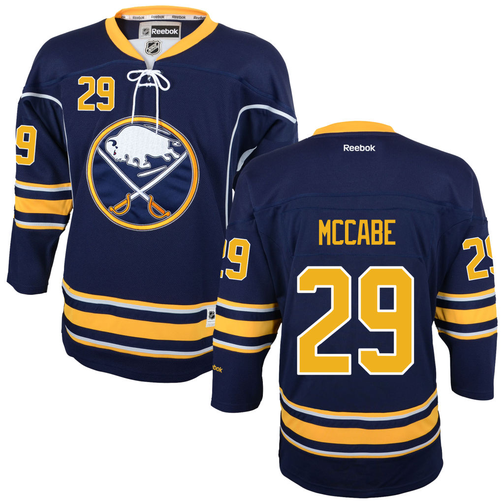 Youth Sabres Jake McCabe Navy Blue Premier Home Jersey