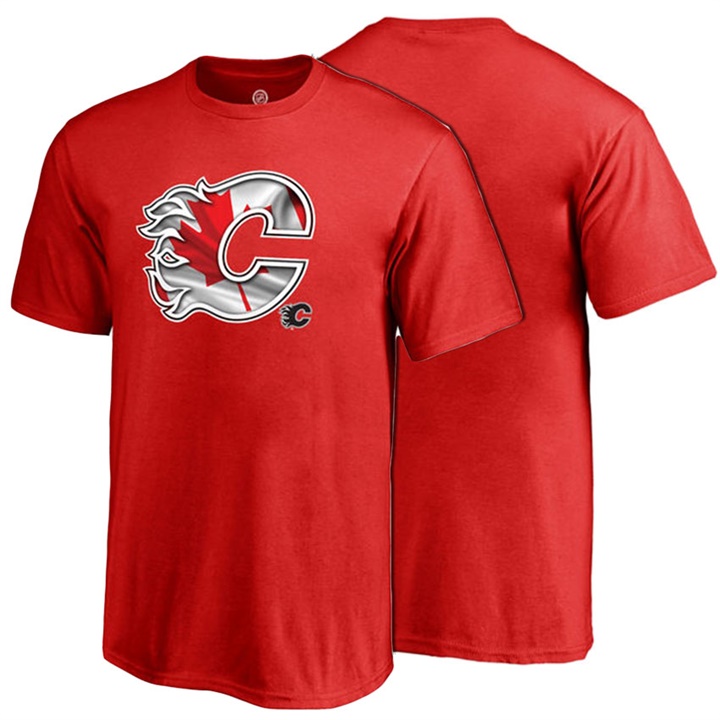 Youth Calgary Flames Red Canada Wave Crew Neck T-shirt