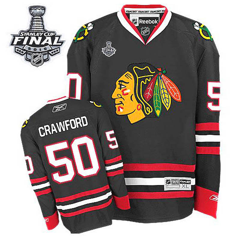 Youth Corey Crawford Chicago Blackhawks #50 Third 2015 Stanley Cup Ice Hockey Jersey