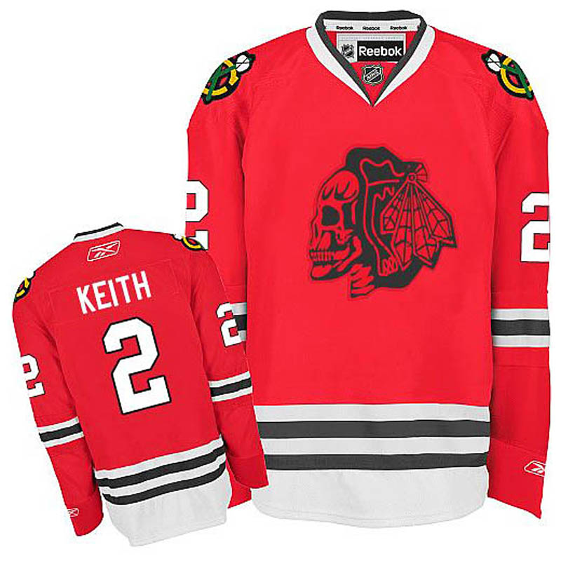 Youth Duncan Keith Chicago Blackhawks #2 Red Skull Ice Hockey Jersey