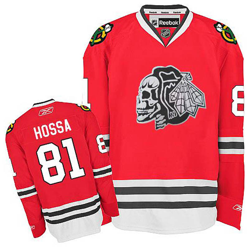 Youth Marian Hossa Chicago Blackhawks #81 White Skull 2014 Stadium Series Ice Hockey Jersey