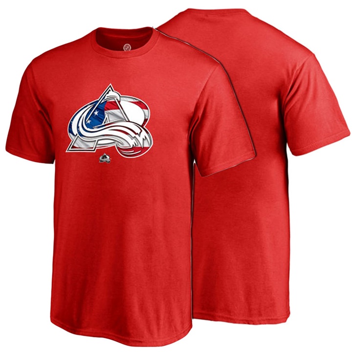 Youth Colorado Avalanche Red USA Banner Wave Crew Neck T-shirt