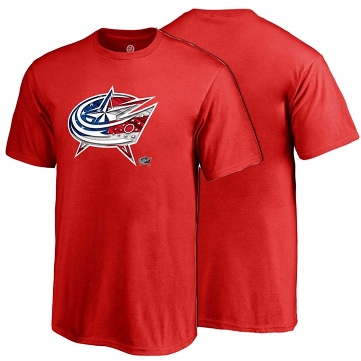 Youth Columbus Blue Jackets Red USA Banner Wave Crew Neck T-shirt