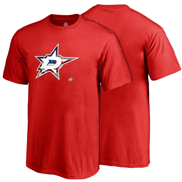 Youth Dallas Stars Red USA Banner Wave Crew Neck T-shirt