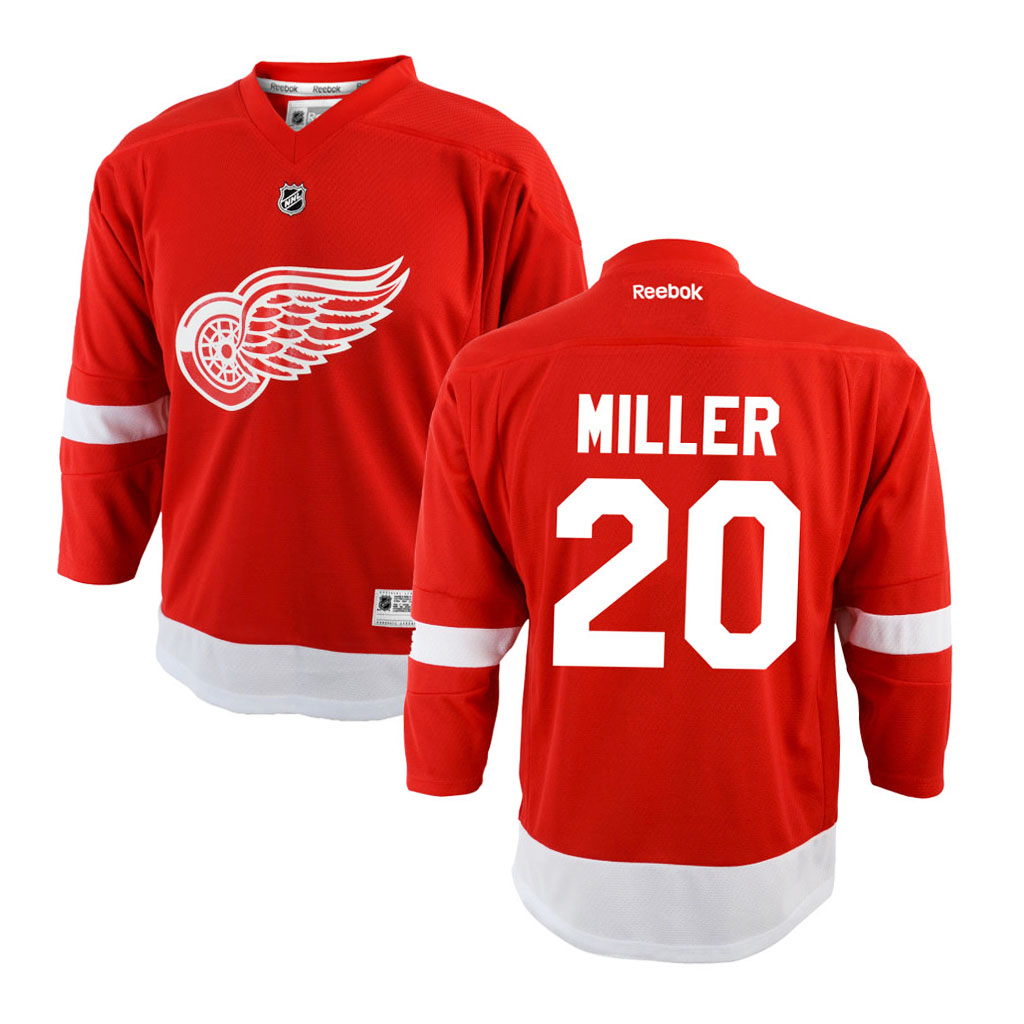 Youth Red Wings Drew Miller Red Home Jersey