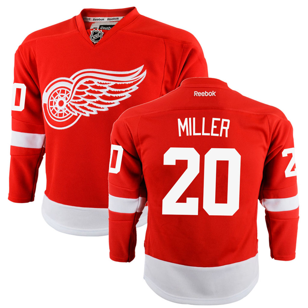 Youth Red Wings Drew Miller Red Premier Home Jersey