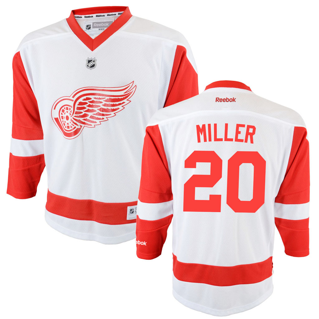 Youth Red Wings Drew Miller White Away Jersey