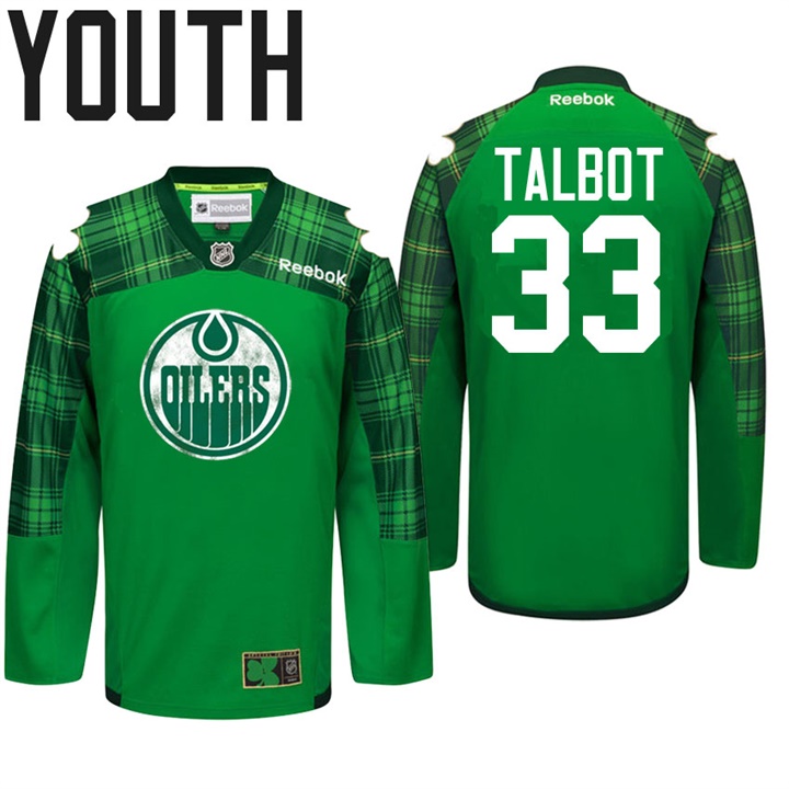 Youth Oilers Cam Talbot #33 Green Celebrate St. Patrick Day Jersey