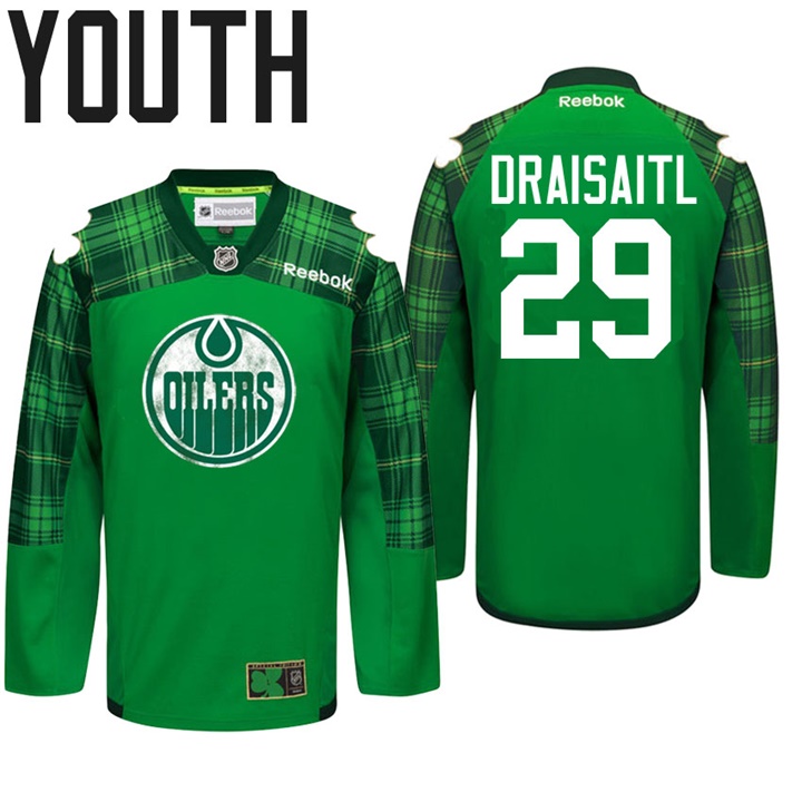 Youth Oilers Leon Draisaitl #29 Green Celebrate St. Patrick Day Jersey