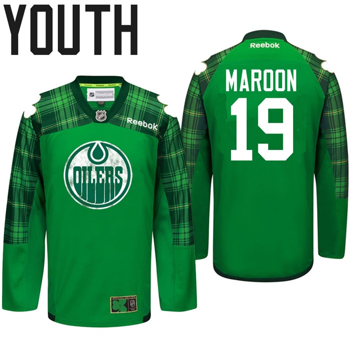 Youth Oilers Patrick Maroon #19 Green Celebrate St. Patrick Day Jersey