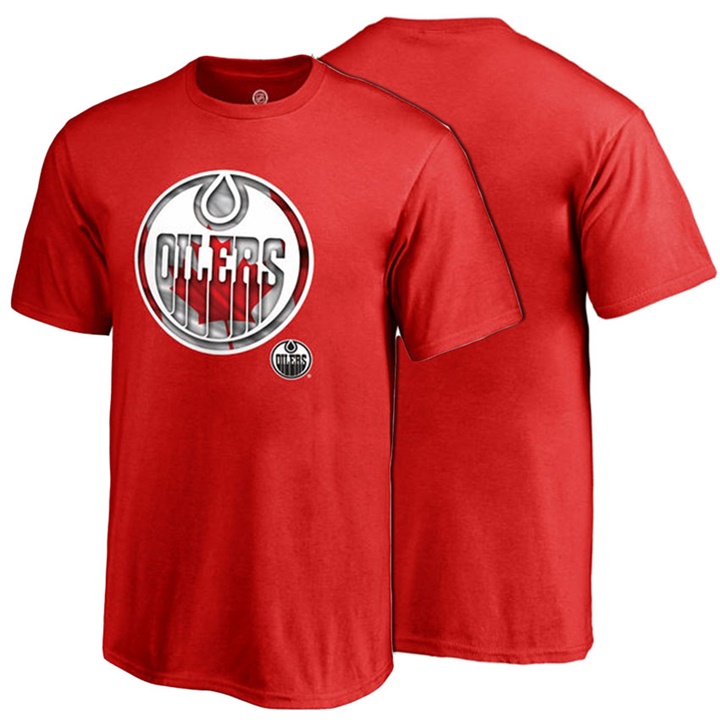 Youth Edmonton Oilers Red Canada Wave Crew Neck T-shirt