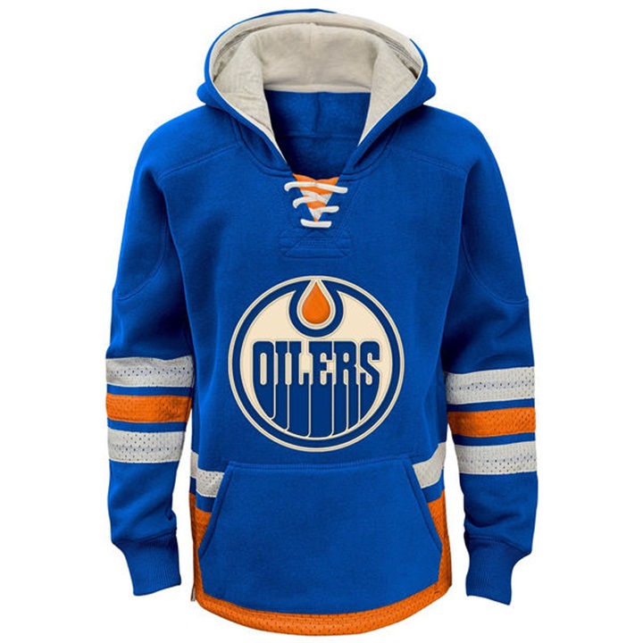 Youth NHL Oilers Royal Throwback Pullover Hoodie