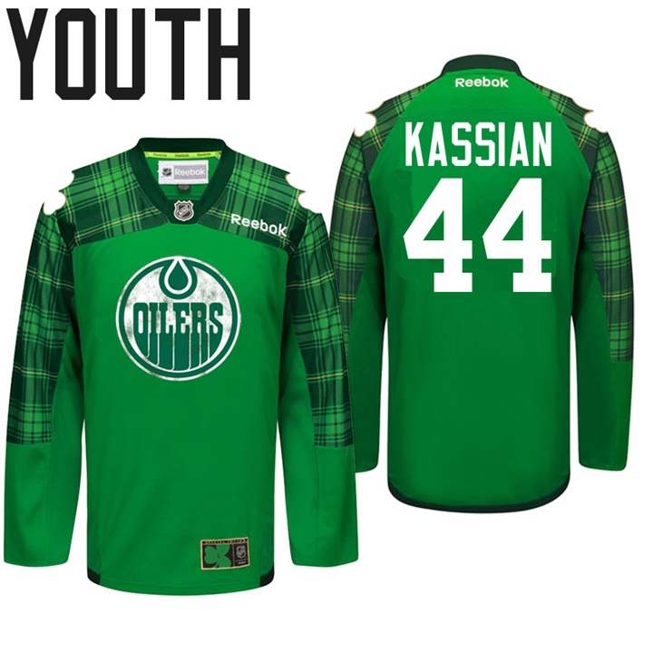 Youth Oilers Zack Kassian #44 Green Celebrate St. Patrick Day Jersey