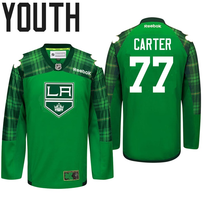 Youth Kings Jeff Carter #77 Green Celebrate St. Patrick Day Jersey