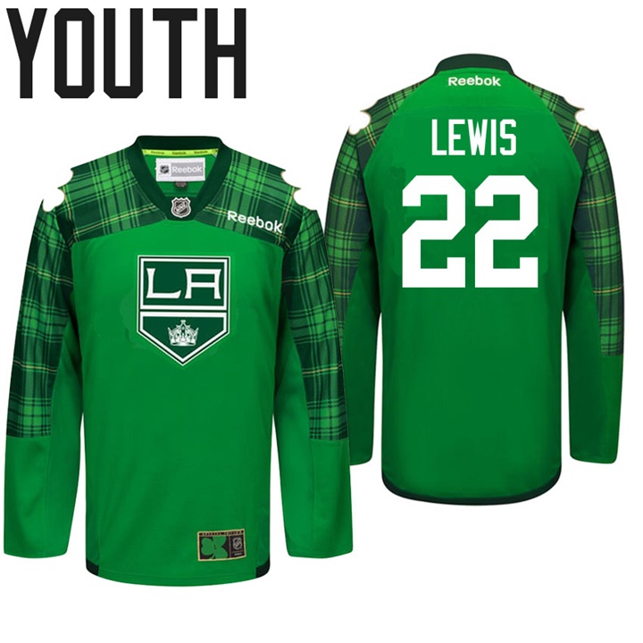 Youth Kings Trevor Lewis #22 Green Celebrate St. Patrick Day Jersey