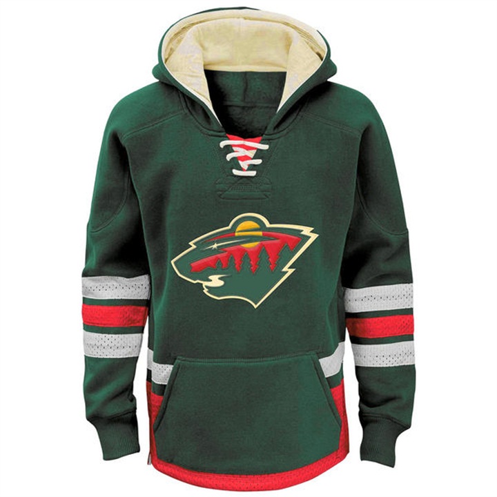 Youth NHL Wild Green Throwback Pullover Hoodie