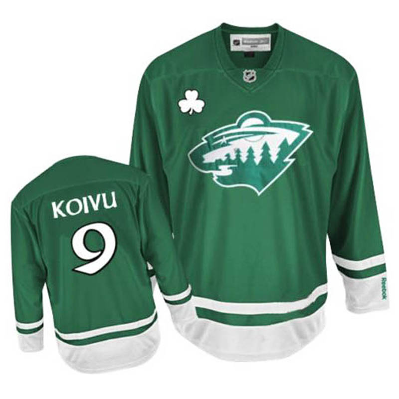 Youth Mikko Koivu Minnesota Wild #9 St Patty's Day Ice Hockey Jersey