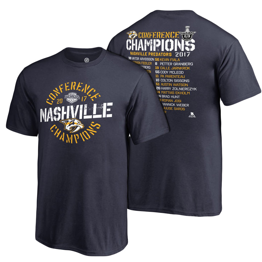 Youth Nashville Predators Navy 2017 Western Conference Champions Roster T-Shirt