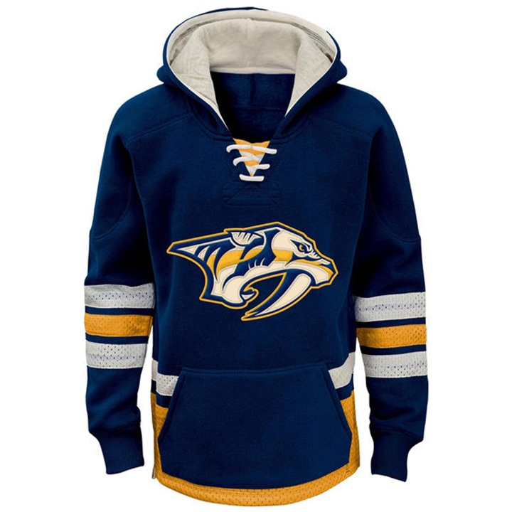 Youth NHL Predators Navy Throwback Pullover Hoodie