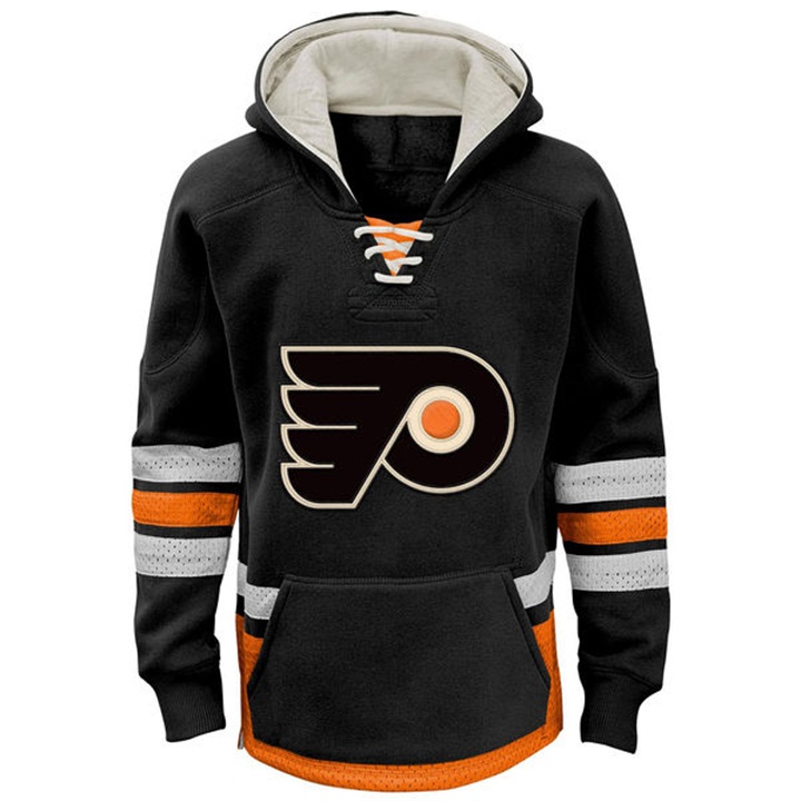 Youth NHL Flyers Black Throwback Pullover Hoodie