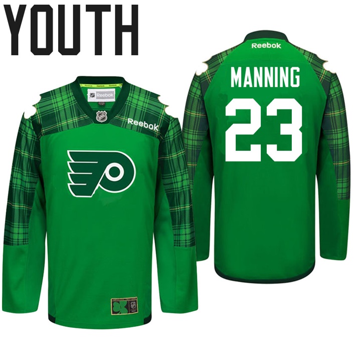 Youth Flyers Brandon Manning #23 Green Celebrate St. Patrick Day Jersey