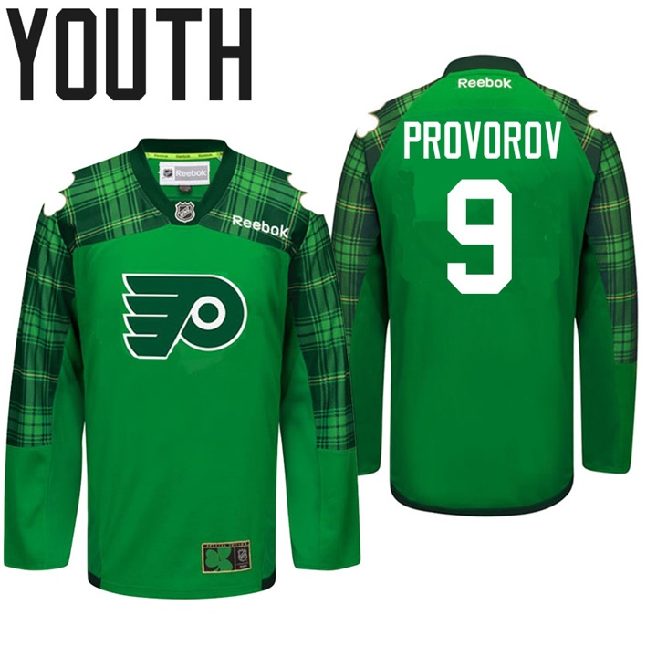 Youth Flyers Ivan Provorov #9 Green Celebrate St. Patrick Day Jersey