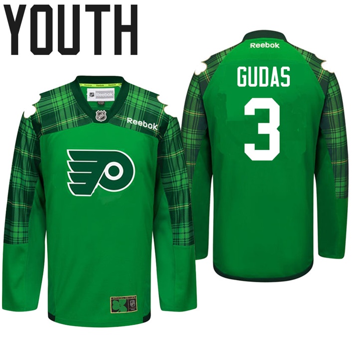 Youth Flyers Radko Gudas #3 Green Celebrate St. Patrick Day Jersey